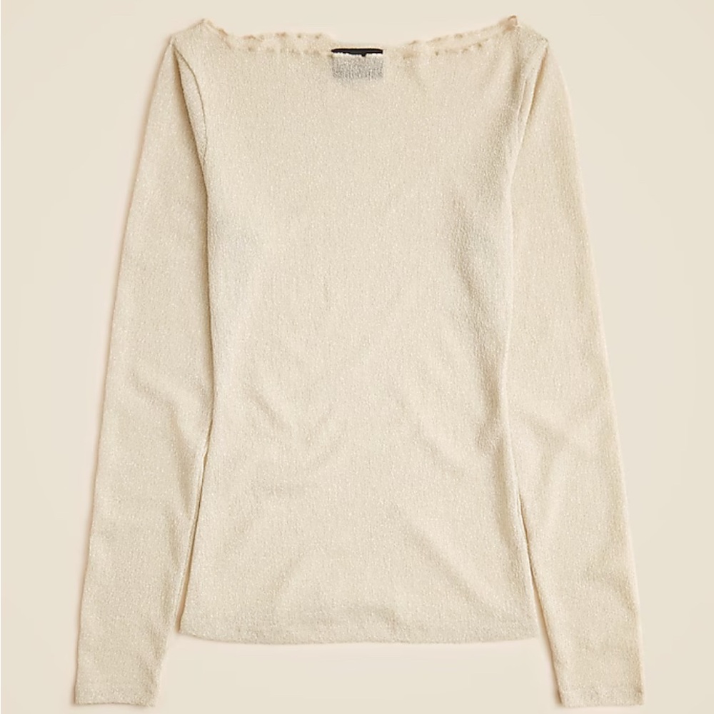 J. Crew Collection Sheer Cream Long Sleeve Top